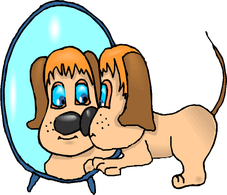 Dog Looking Cliparts - Dog Looking In Mirror Clipart (750x645)