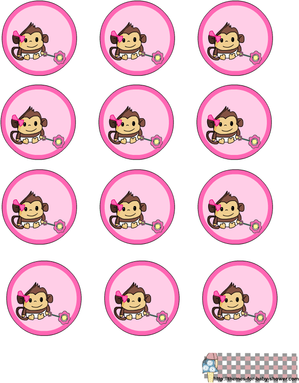 Monkey Girl Ballarina Baby Shower Free Baby Shower - Pink Monkey Baby Shower (612x792)