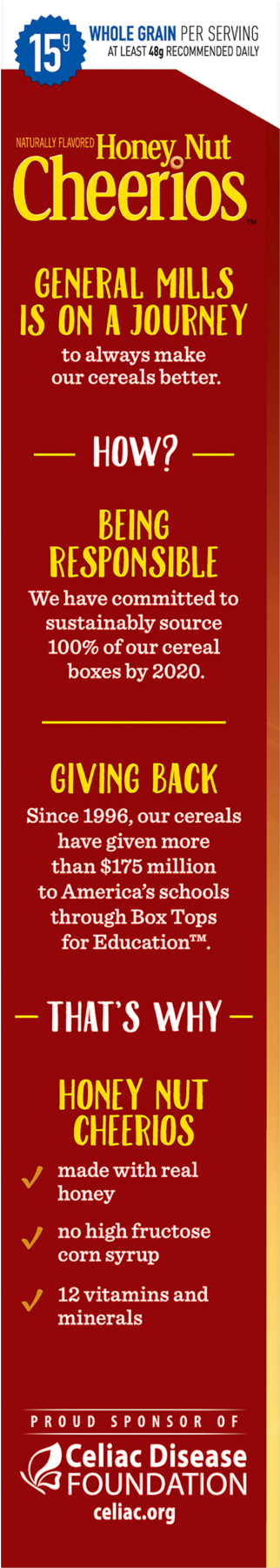 Honey Nut Cheerios Gluten Free Cereal, - Honey Nut Cheerios (1800x1800)