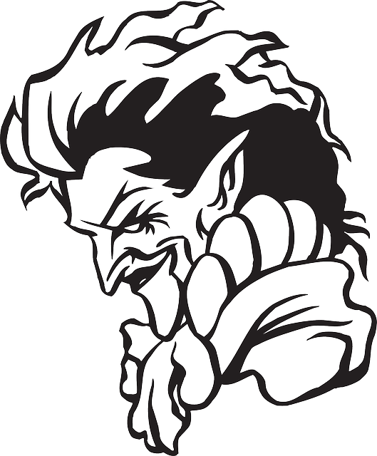 Drawing, Clown, Pointed, Ears, Scary, Smirk, Point - Palhaço Do Mal Logo (529x640)