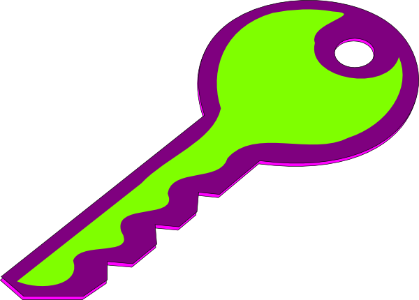 Purple And Green Key Clip Art - Single Key (600x430)