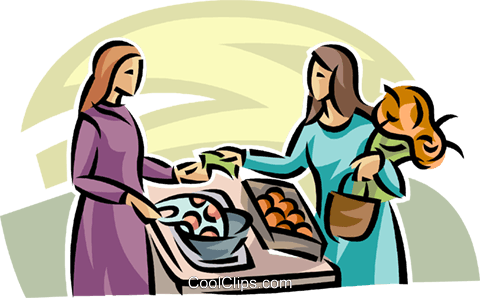 Woman Buying Produce At The Market Royalty Free Vector - Cartoon (480x298)