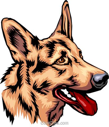 German Shepherd Royalty Free Vector Clip Art Illustration - German Shepherd Dog Vector (413x480)