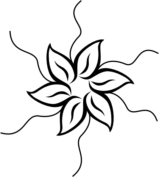 Flower Clip Art At Clker Com Vector Clip Art Online - Flower Clipart Black And White (534x594)