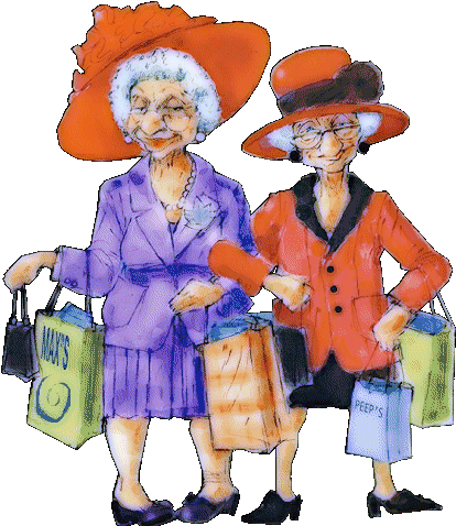 Elderly Friends Clipart - Two Grandmas (424x482)