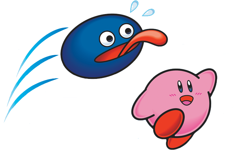 Gooey Chasing Kirby - Kirby Dreamland 3 Gooey (792x512)