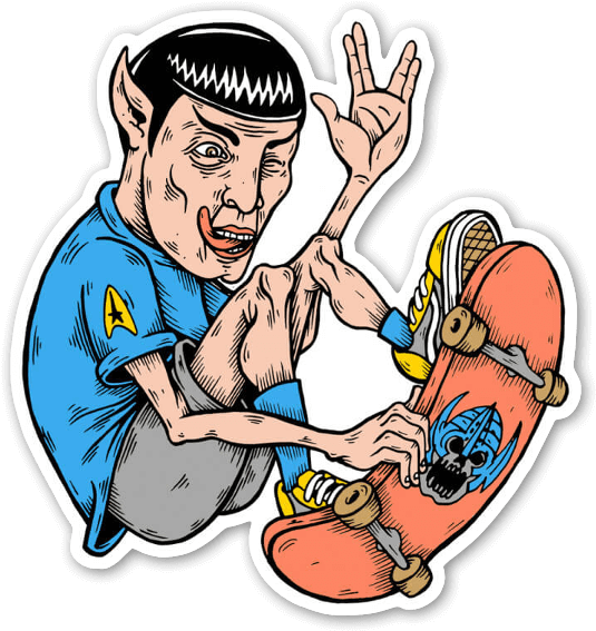 Spock Skater Sticker - Skate Stickers Png (568x600)