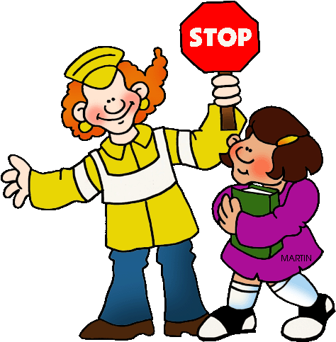 Crossing Guard Helping Kids Cross The Street - Crossing Guard Clip Art (485x504)