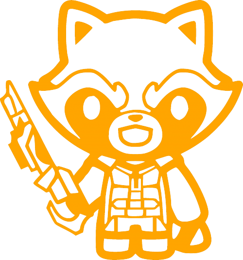 Please Note That The White Image Is A White Sticker - Rocket Raccoon Black And White (500x535)