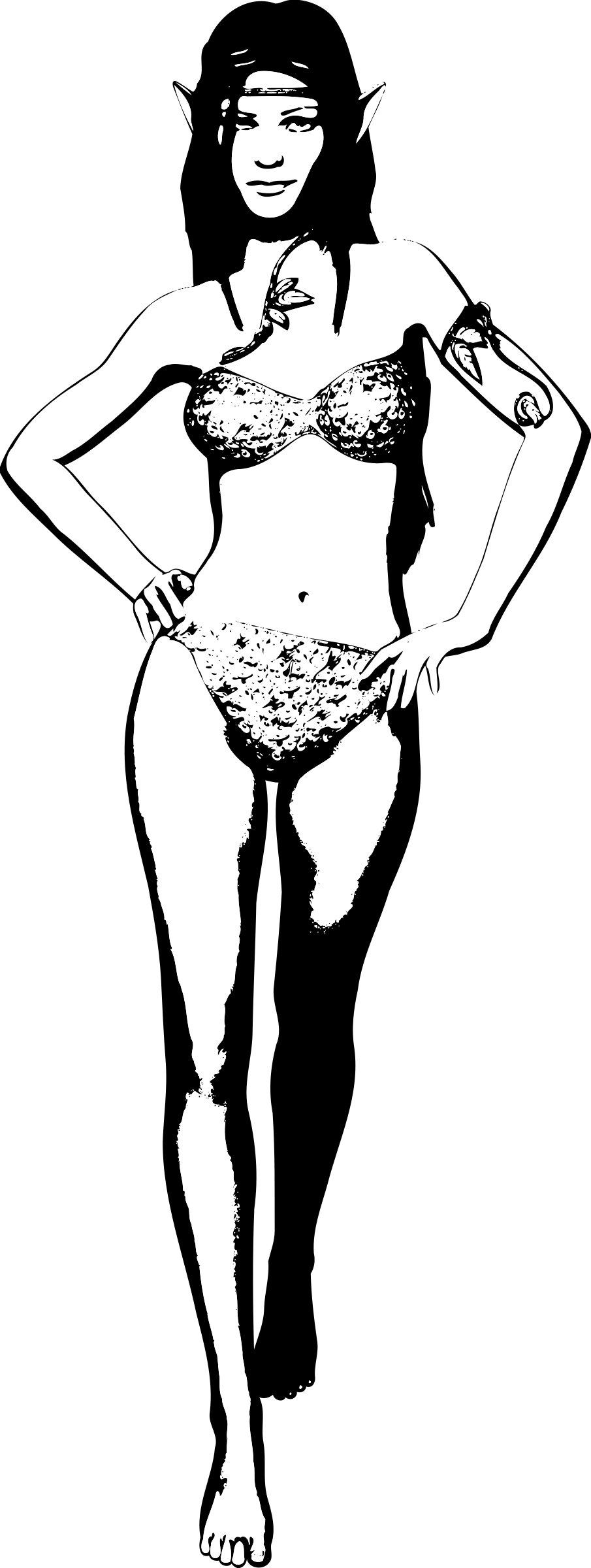 Elf 2 - Elf Female Black And White (905x2400)