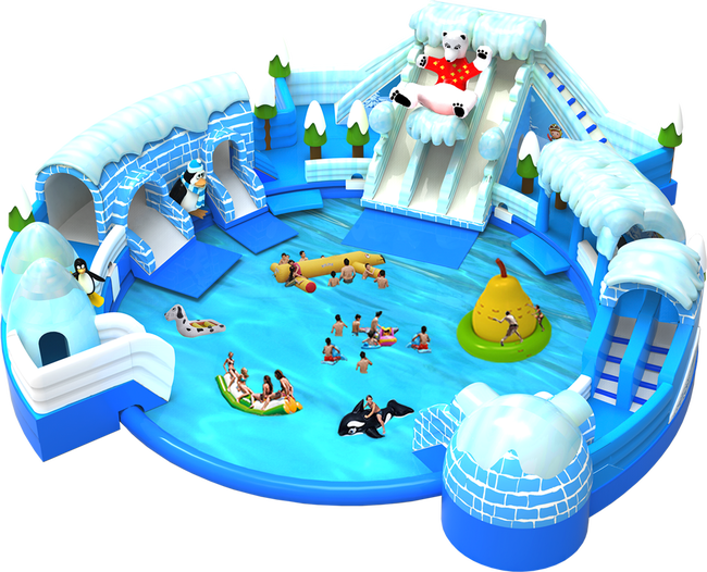 Inflatable Playground Slide Swimming Pool Water Park - Water Park (650x526)