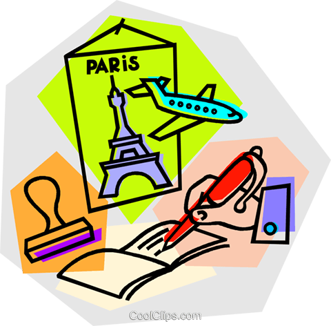 Paris Vacation With Airline Tickets Royalty Free Vector - Paris Vacation Clipart (480x472)