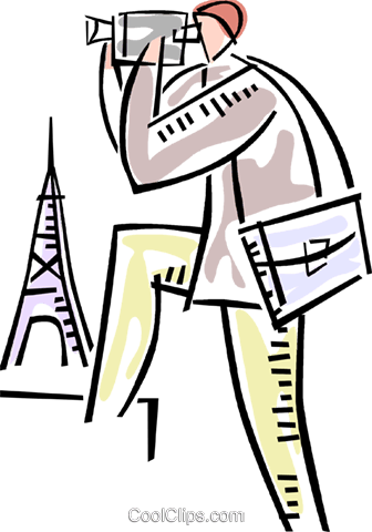 Man With Video Camera In Paris Royalty Free Vector - Clip Art (336x480)