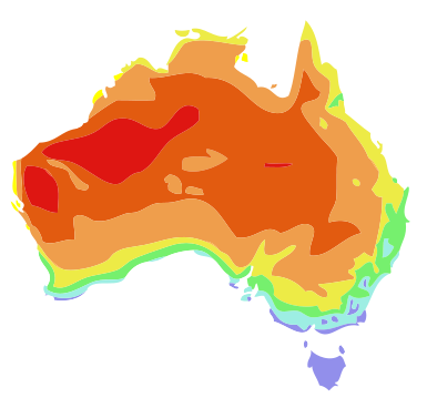 Average Daily Maximum Temperature In Januar In Australia - Klimazonen Australien (400x371)