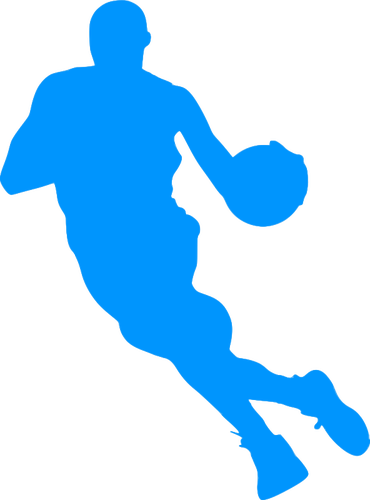 88 Basketball Clipart Free Printable Public Domain - Basketball Player Silhouette Blue (370x500)