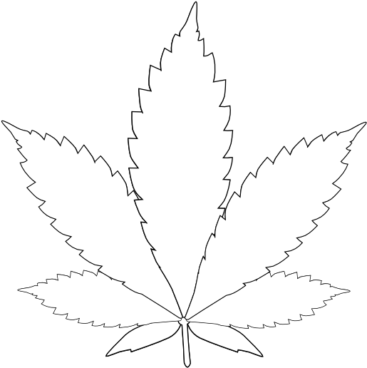 Weed Clipart Black And White - Weed Leaf Black And White (555x785)