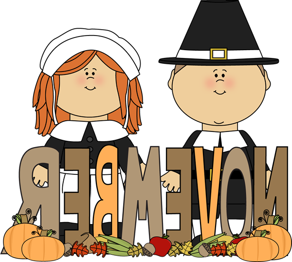 Month Of November Pilgrims Clip Art - Thanksgiving Day (600x538)