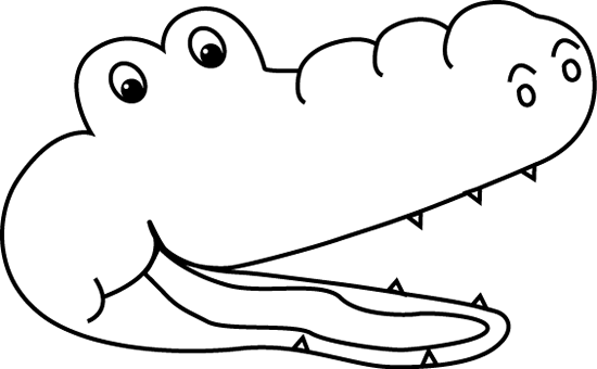 Black And White Less Than Alligator Clip Art - Alligator Head Clipart Black And White (550x340)