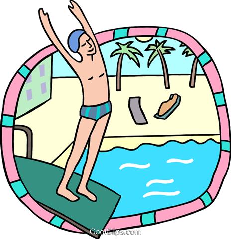 Preparing To Dive Into Pool Royalty Free Vector Clip - School (464x480)