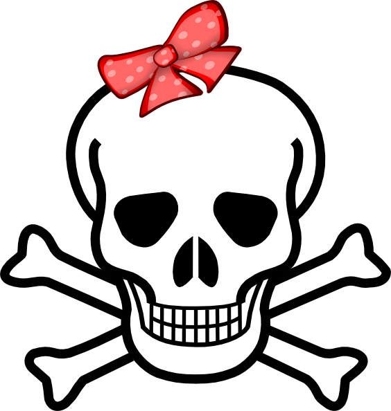 Skull Clipart Bow - Skull With A Bow (564x594)