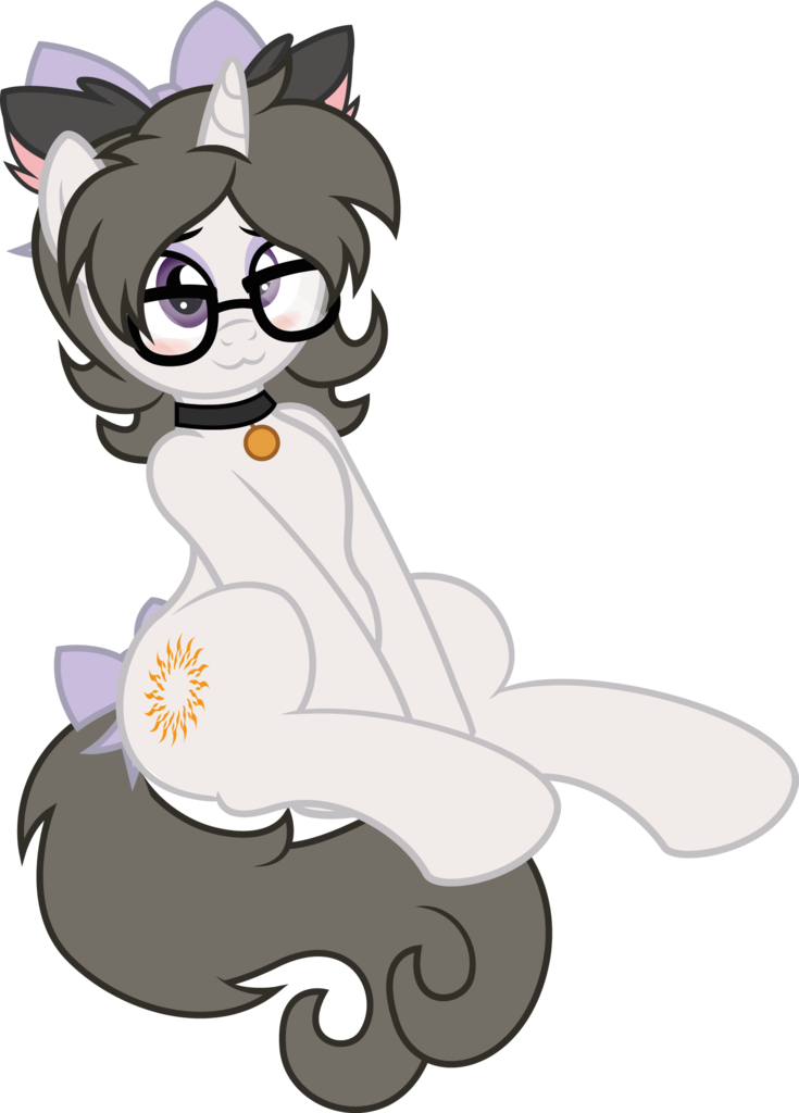 #1377144 - - 3, Artist - Digiqrow, Blushing, Bow, Cat - Cartoon (735x1024)