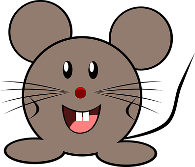 Mouse Grey Little Animal Cute Happy Mouse - Mouse Face Clipart (396x340)