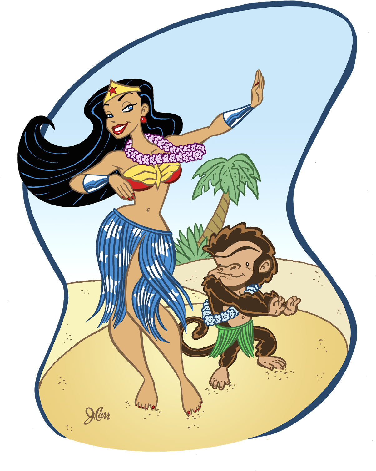 Diana Learns Hula From Her Little Monkey Buddy This - Cartoon (1223x1600)