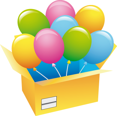 Box Of Balloons Kids Sticker - Free Vector Balloons (374x372)