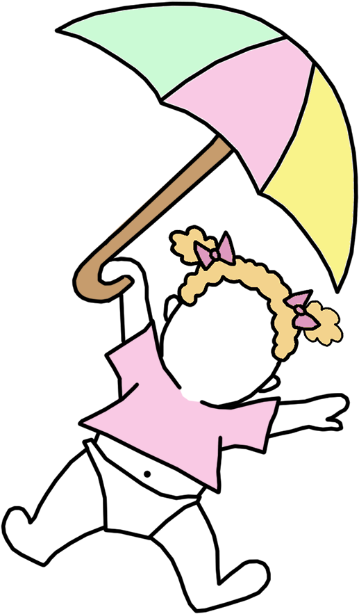 Single Baby Girl With Umbrella Mandys Moon Personalized - Cartoon (1000x1000)