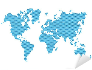 Vinilo Pixerstick Correspondencia Punteada Mundo Azul - World Map (400x400)