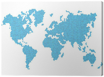 Cuadro En Lienzo Correspondencia Punteada Mundo Azul - Tote Bag All Over Print Design 64 World Map Brown Sepia (400x400)