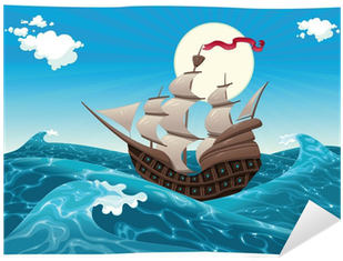 Vinilo Pixerstick Galleon En El Mar - Sea Cartoon (400x400)