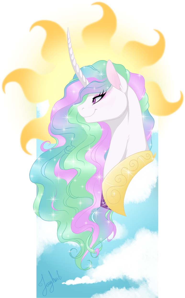 By The Flying Head Of Celestia By Jooughust - Princess Celestia (802x1280)