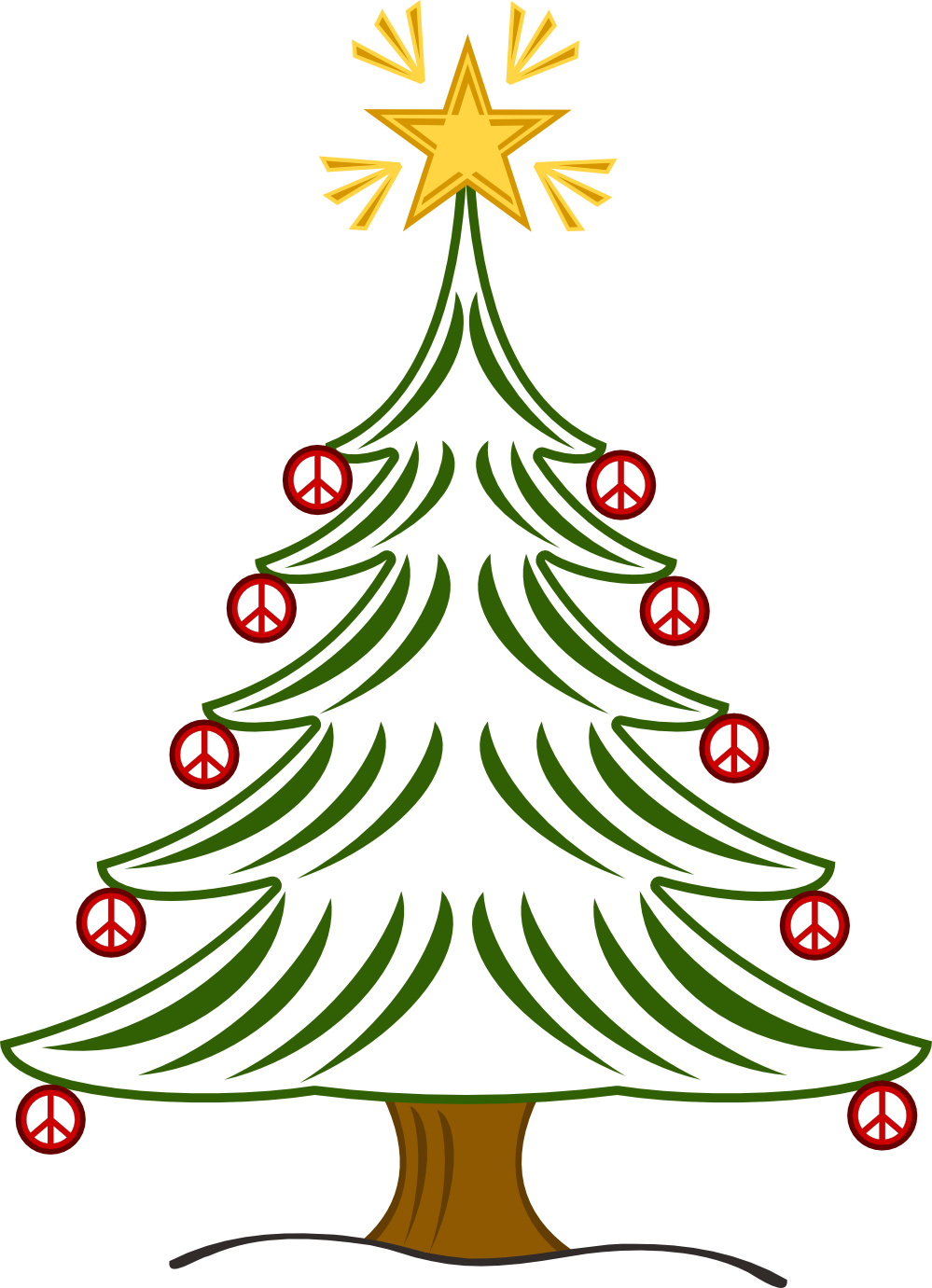 Christmas Peace Sign Clip Art - Merry Christmas Tree Simple (999x1381)
