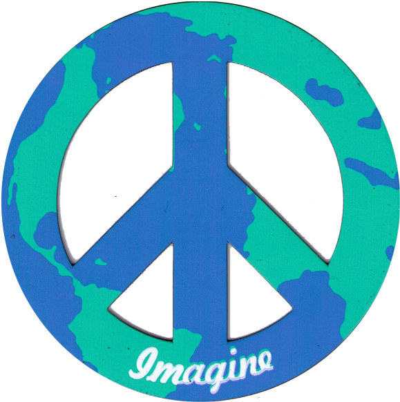 Magnetic - Imagine World Peace 2" Magnet (600x603)