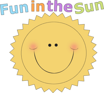 Cartoon Sun Clip Art - Fun In The Sun Clipart (400x358)
