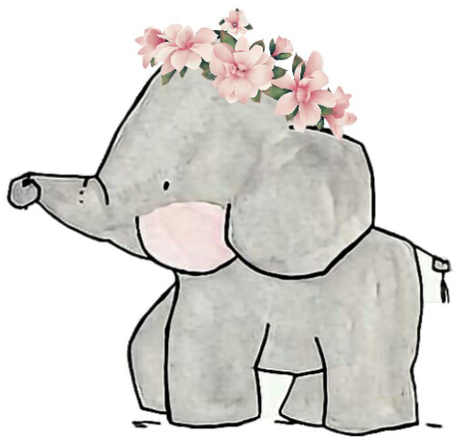 Elephant Family Cute Drawing Flowers Floral Remixit - Elephant Family Drawing Cute (504x480)