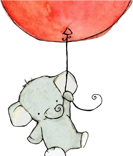 Drawing Art Animals Cute Painting Elephant Animal Elephants - Elephant Holding A Balloon Drawing (500x500)