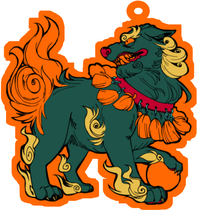 An Angry Komainu Ready To Fight Bad Spirits In Charm - Illustration (500x500)