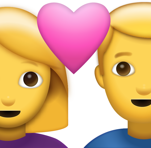 Man And Woman With Heart Iphone Emoji Jpg - Man And Woman Emoji (640x627)