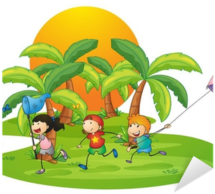 Vinilo Pixerstick Niños Jugando En La Isla Cerca De - Isla Clipart (400x400)