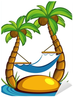Vinilo Pixerstick Isla Con Palmeras Y Una Hamaca • - Palm Tree Vector (400x400)