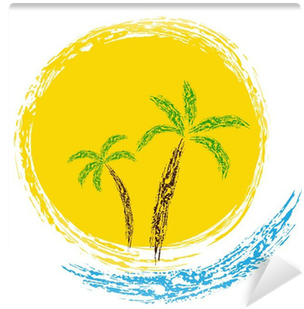 Fotomural Palmeras Tropicales En La Isla Con El Mar - Sea (400x400)