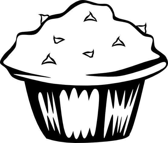 Picnic Food Clip Art Black And White - Blueberry Muffin Black And White (555x472)