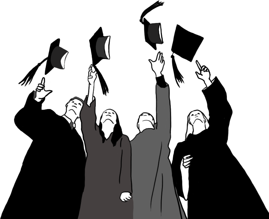 Graduation Clipart - Black And White Graduation (886x755)