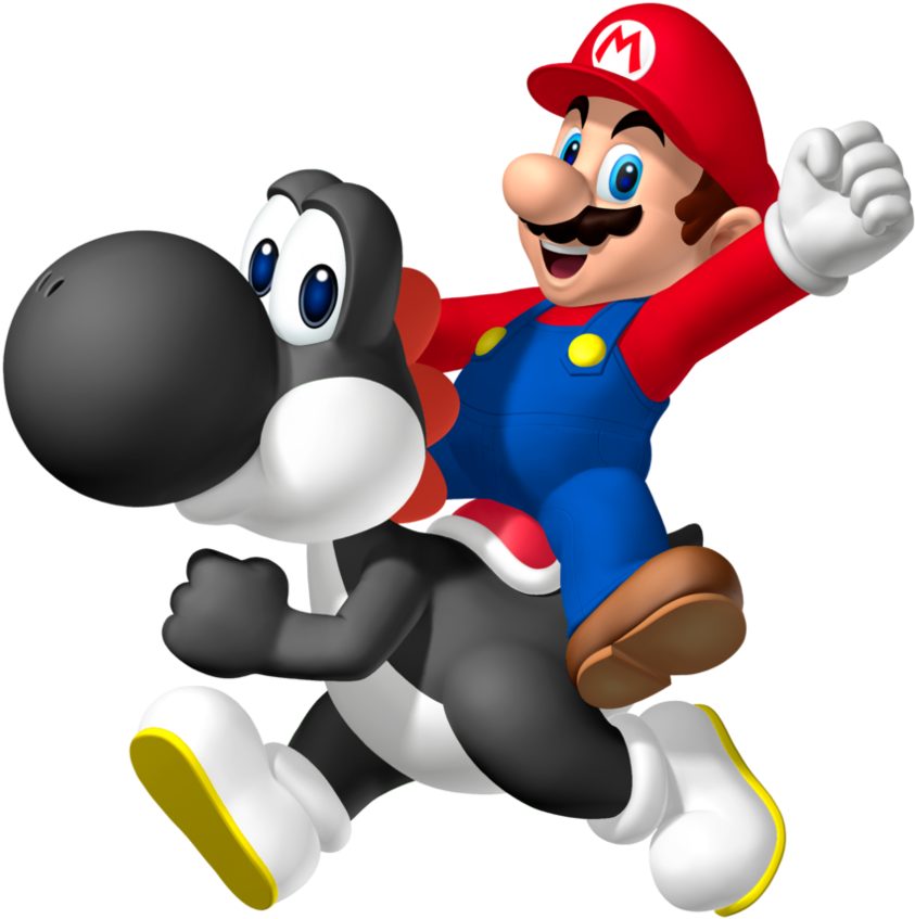Black Yoshi And Mario By Yoshigo99 - Mario And Black Yoshi (892x895)