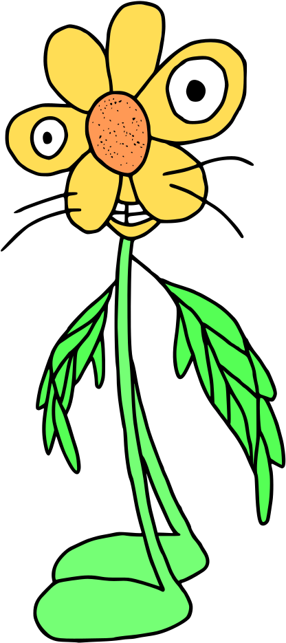 Anthropomorphic Yellow Flower - Vector Graphics (911x1000)