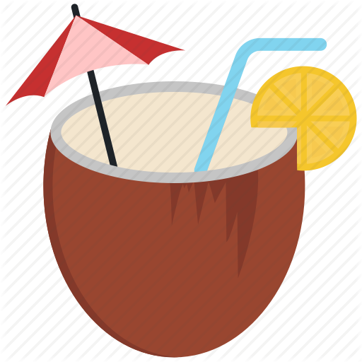 Coconut Clipart Beach Drink - Alcoholic Drink (512x512)