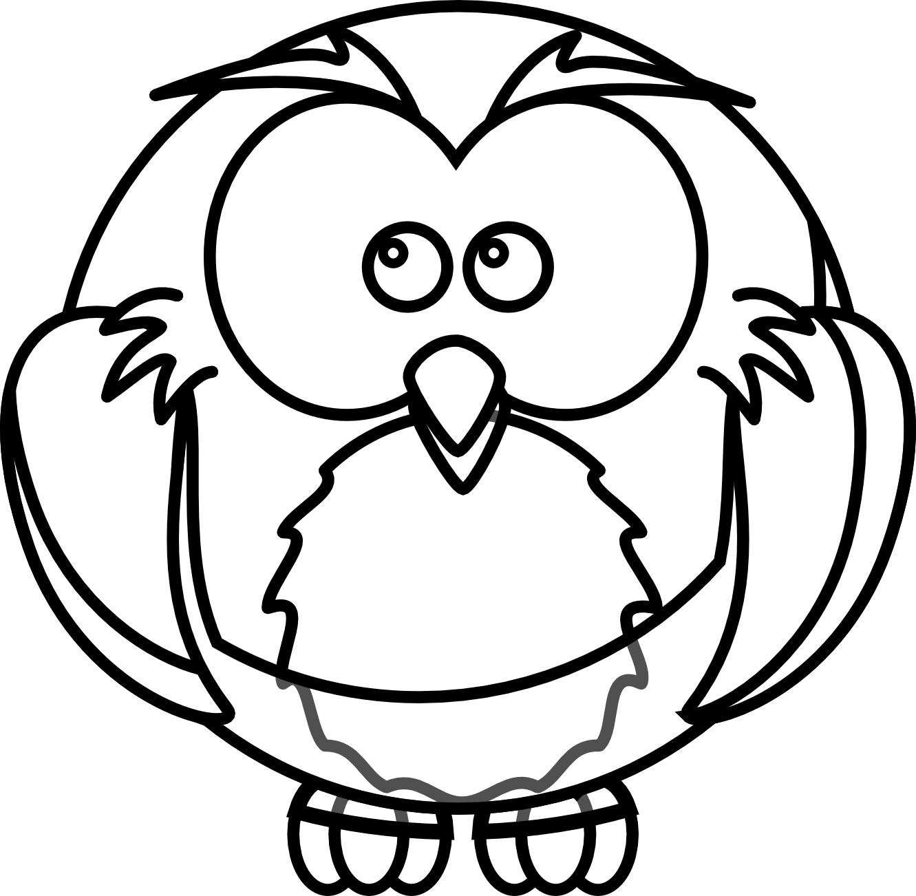 Owls - Cartoon Black And White Owl (1331x1302)