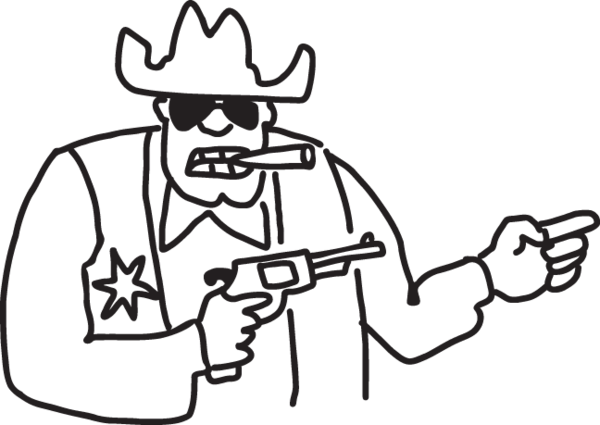 Naive Cartoon Of Sheriff With Gun - Wild West Doodle (600x425)